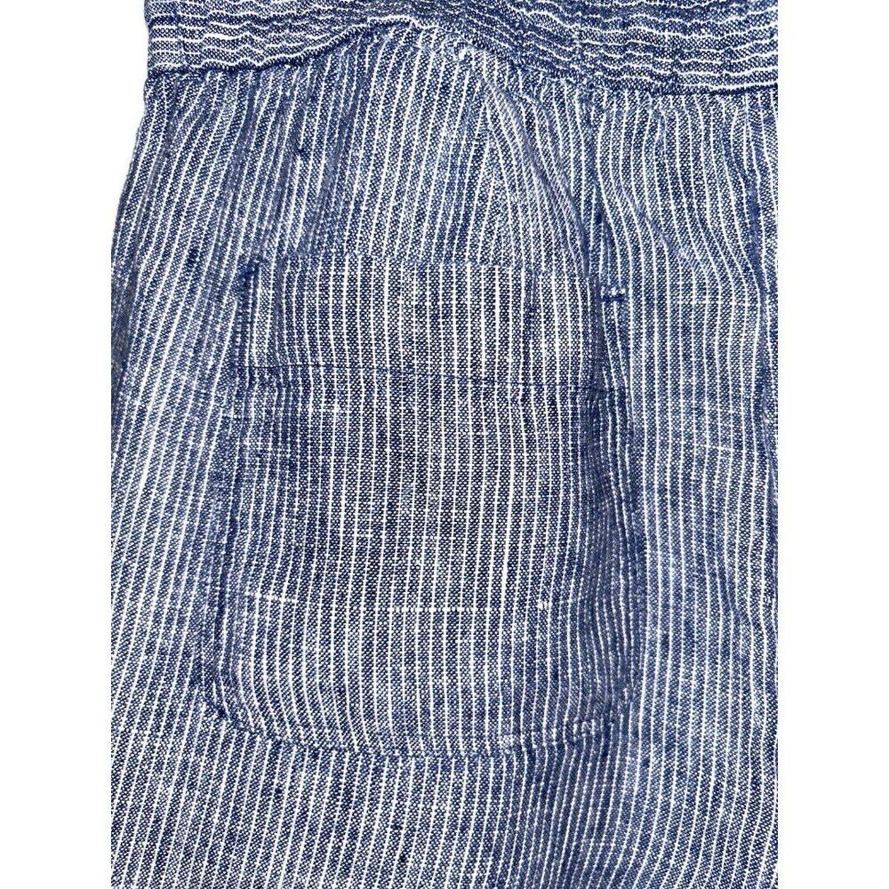 Talbots Women's  Linen Cotton Blue White Striped Pants Size 4 Elastic Waist - Picture 6 of 7